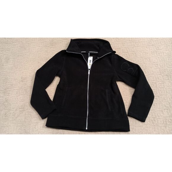 NWT Calvin Klein Jacket Womens Medium Black Performance Fleece - Picture 1 of 8